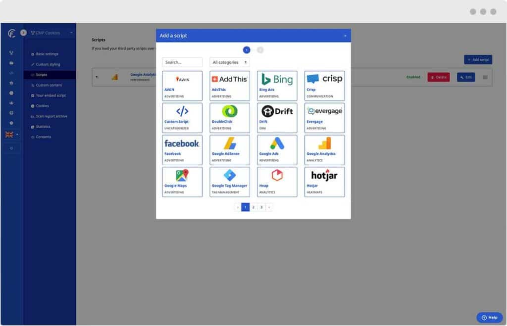 Cookie Yes Alternativa - Con CookieFirst è possibile gestire gli script di tracciamento di terze parti.